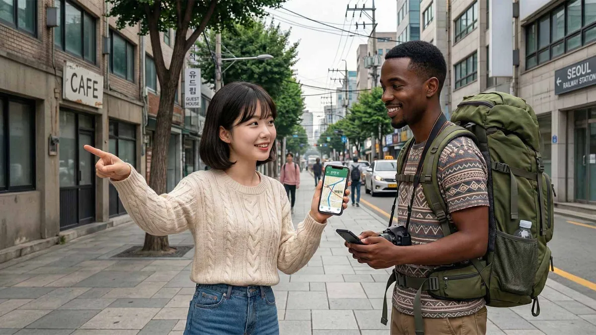 외국인에게 길을 안내하는 일상 속 외국어 활용